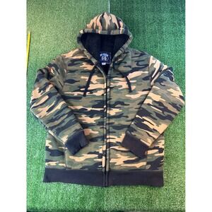 Route 66 Camouflage Camo Sherpa Lined Zip Up Hoodie Mens Warm Jacket Size XL